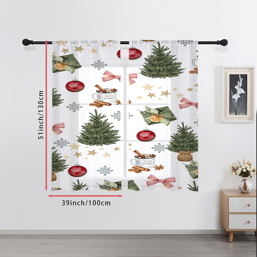 2PCS Christmas Winter Sheer Cu - Curtain Rods ulasan dan harga