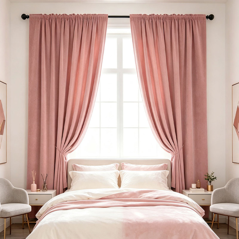 2pcs Solid Velvet Rod Pocket C - Curtain Rods ulasan dan harga