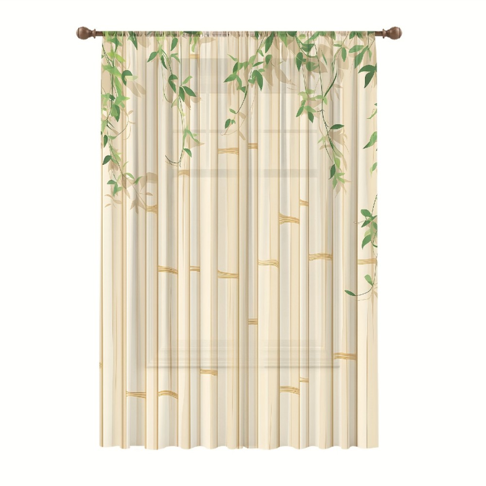 1PC Sheer Curtain Bamboo Green - Curtain Rods ulasan dan harga