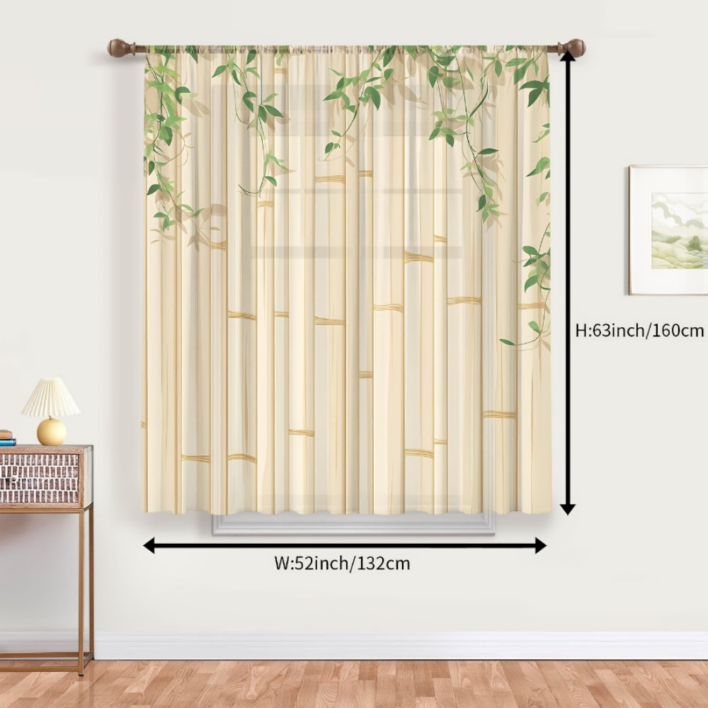 1PC Sheer Curtain Bamboo Green - Curtain Rods ulasan dan harga