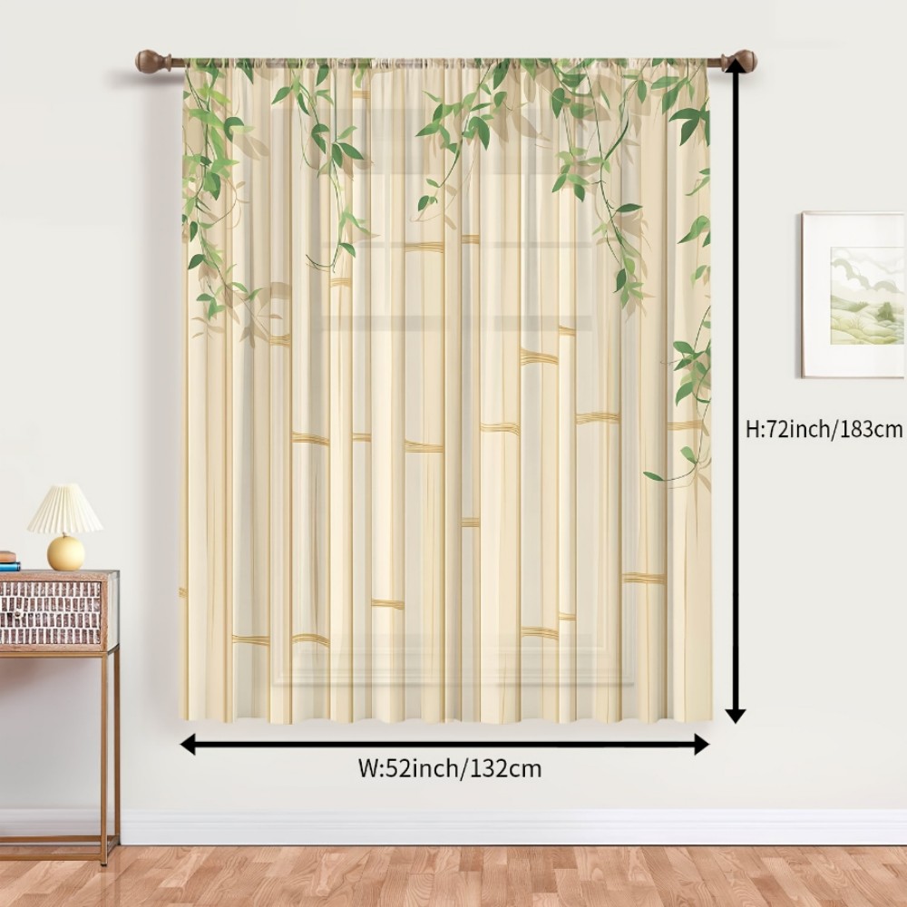 1PC Sheer Curtain Bamboo Green - Curtain Rods ulasan dan harga
